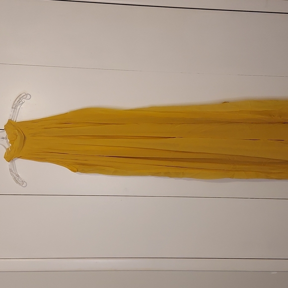 Ashley Stewart Halter Overlay Wide Leg Jumpsuit Size 14 NWT Nugget Gold - Picture 3 of 15